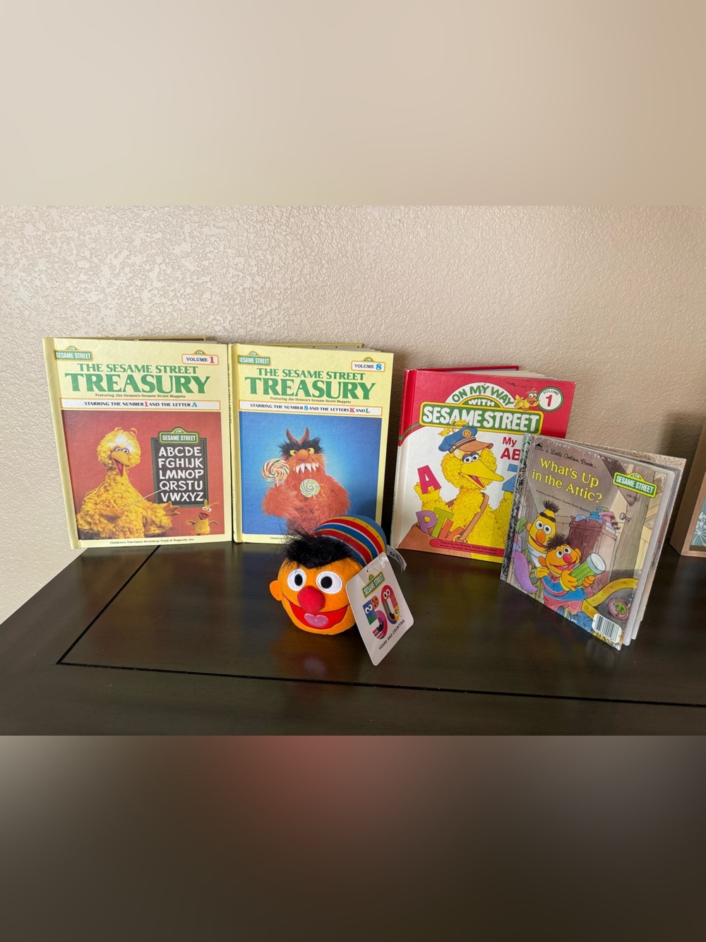 Vintage Sesame Street Book Lot Ernie Plush 50th Anniversary